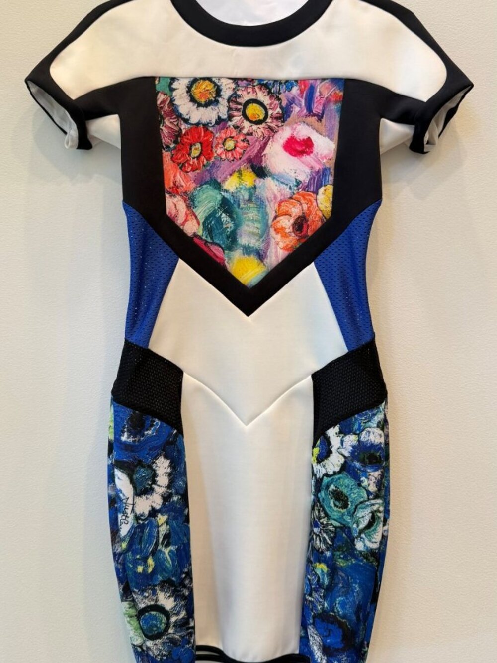Just Cavalli Floral Colorblock Scuba Dress